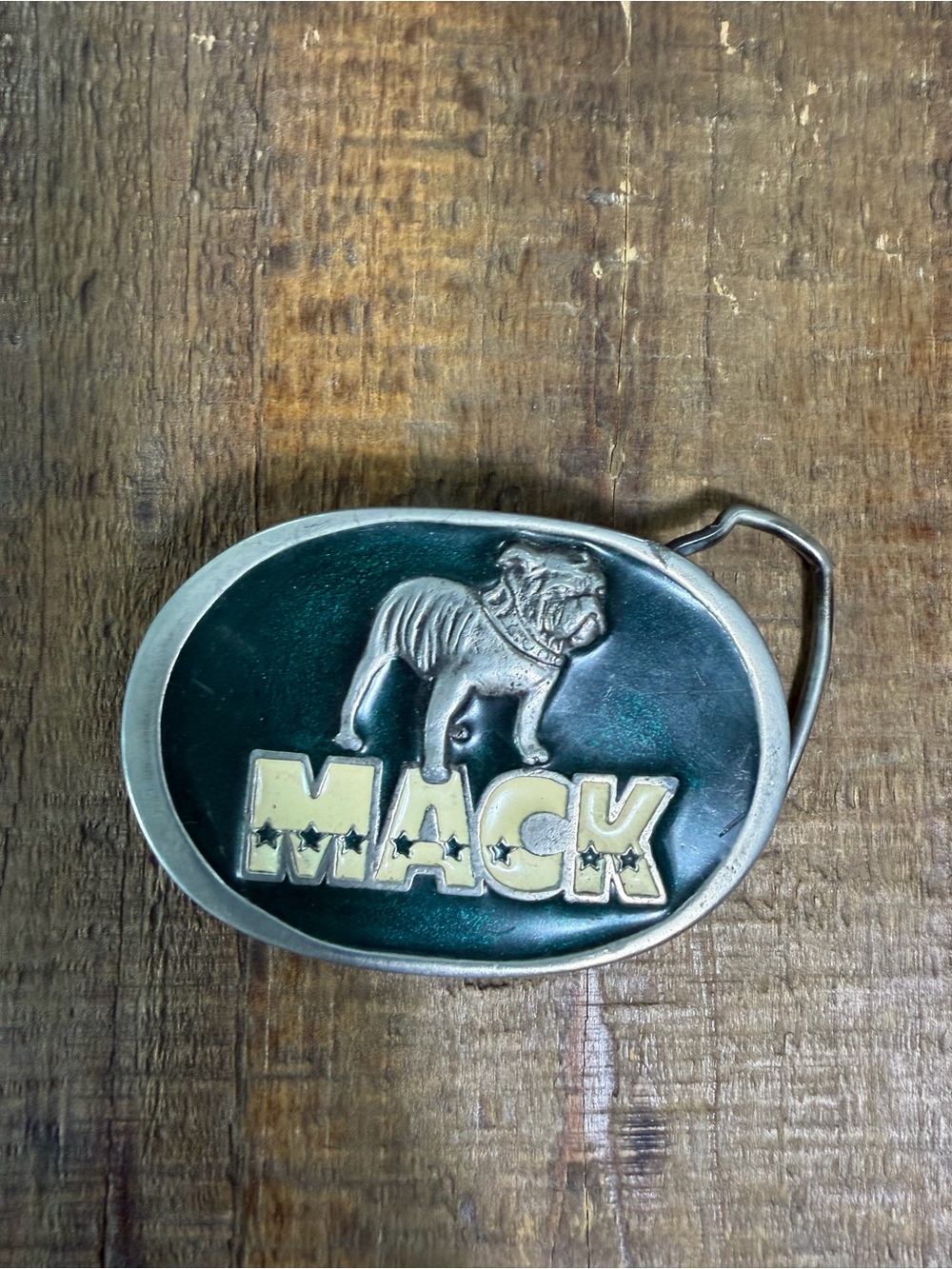 Mack Truck Dog Logo Men’s Belt Buckle - Green